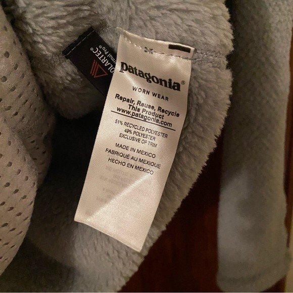 Patagonia Re-Tool Snap T Fleece Pullover Jacket Light Gray Cream Cozy Medium - Picture 8 of 8